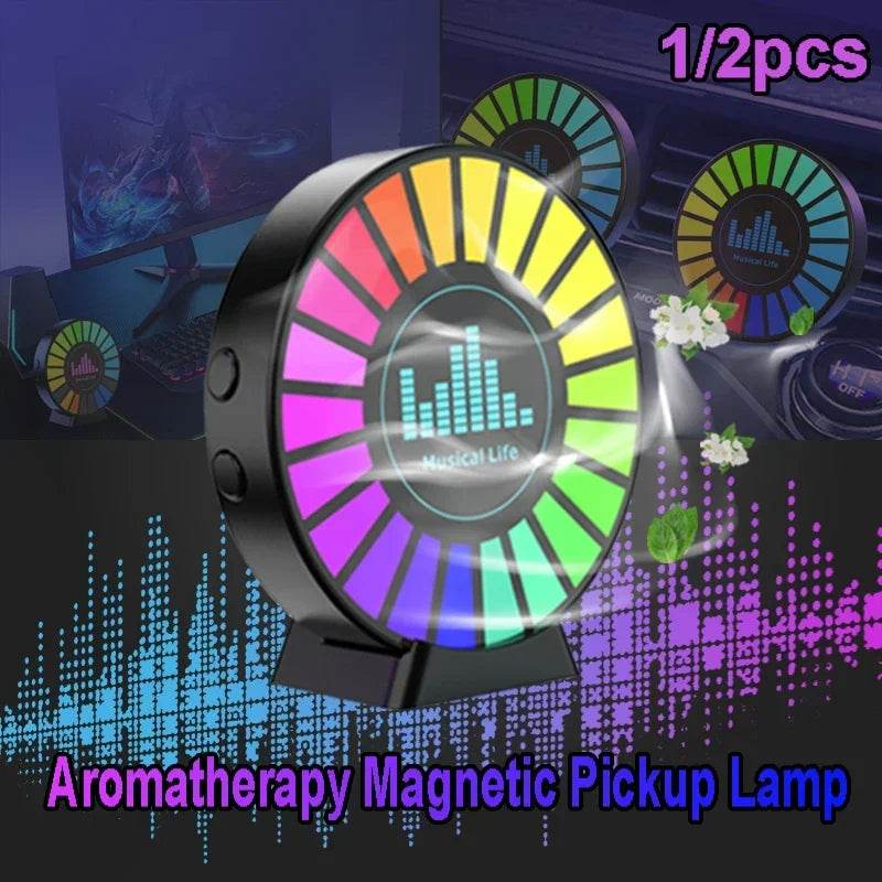 Aromatherapy Magnetic Pickup Lamp Colorful Ambient Air Fresher Round RGB Lights Rechargeable for Car Air Outlet or Room - HORA GIFT