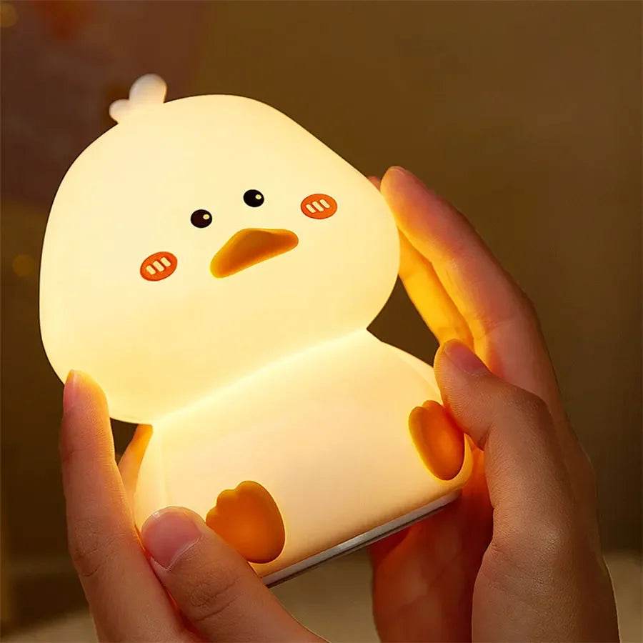 Rechargeable LED Night Light Cute Duck Silicone Patting Lamp Nursery Children Nightlights Home Bedside Room Decor Birthday Gift - HORA GIFT
