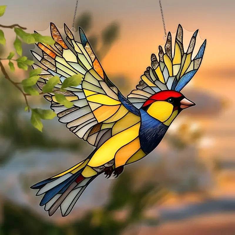 Cute Charming Cardinals Suncatcher Stained Glass Effect - HORA GIFT