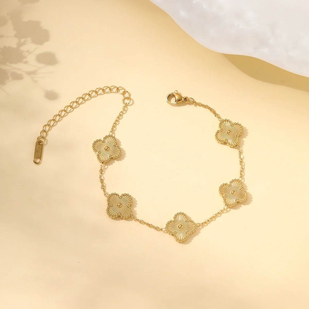 Clover Bracelet Women Girls Gold Silver Stainless Steel Five Leaf Flower Dainty Luxury - HORA GIFT