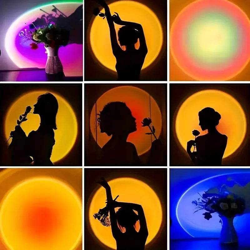 1pc Vibrant Sunset Projection Light - 16-Color Spectrum, USB Remote Control - HORA GIFT