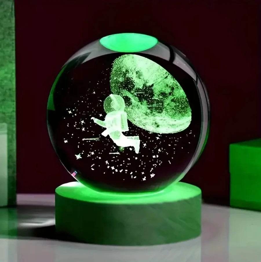 LED Night Light Galaxy Crystal Ball Table Lamp 3D Planet Moon Glowing Planetary - HORA GIFT