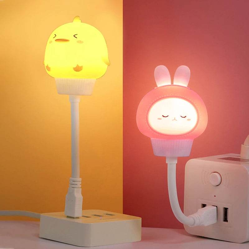USB Night Light LED Cute Cartoon Night Lamp Bear Chick Kitten for Baby Kid Bedroom Decoration Bedside Lamp - HORA GIFT