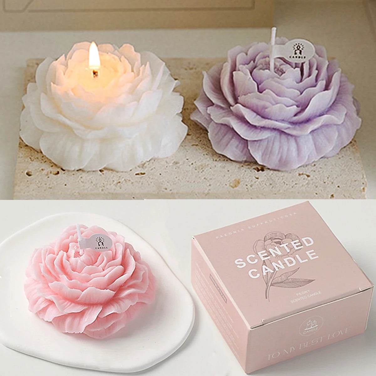3D Peony Aromatic Candle Creative Flower Shape - HORA GIFT