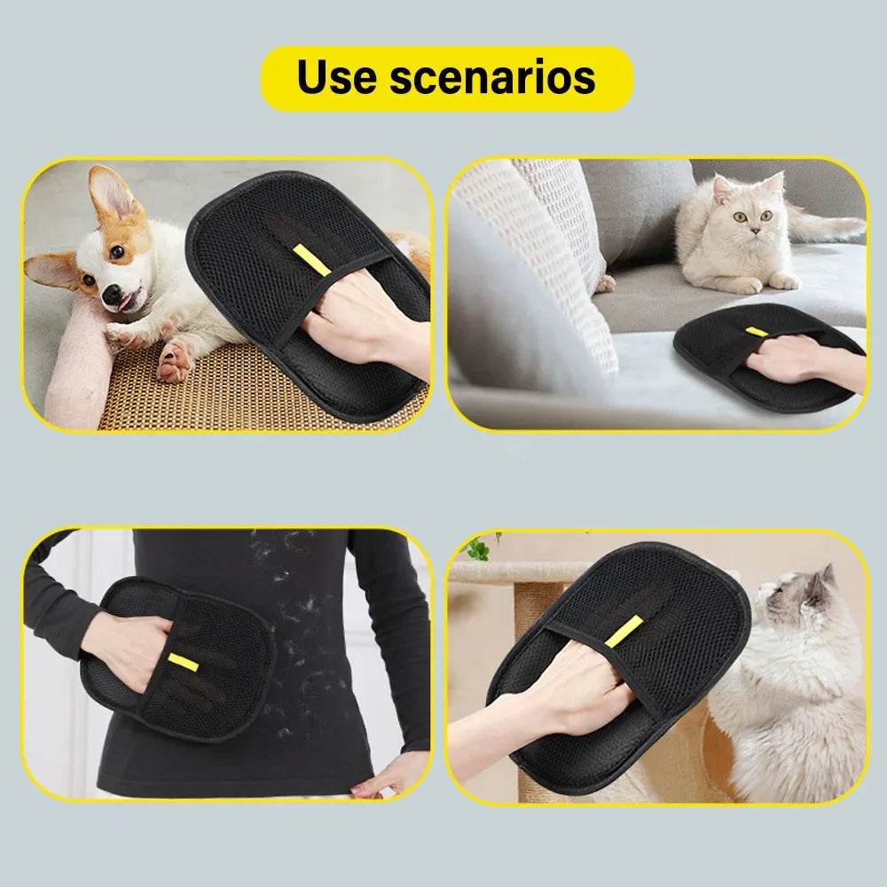 Pet Grooming Gloves Static Dedusting Brush Pet Hair Remover - HORA GIFT