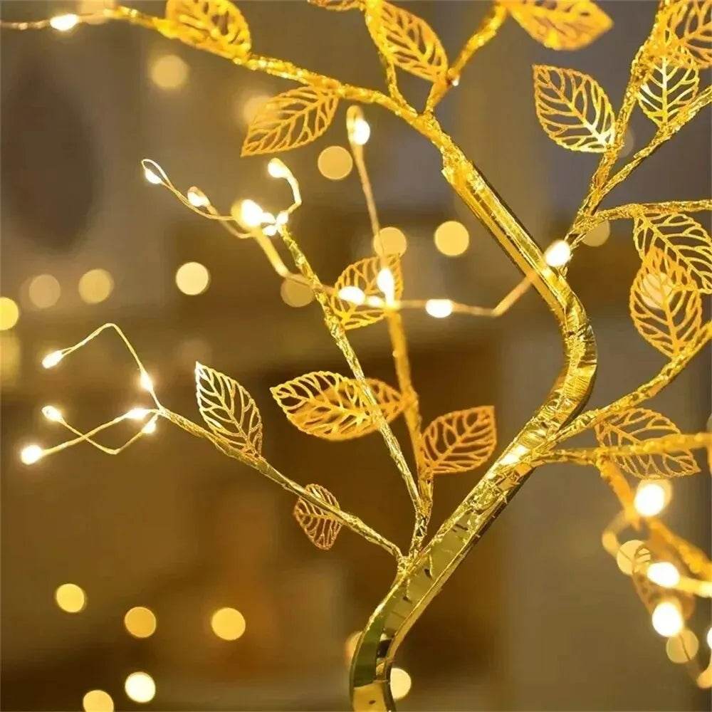 LED Rose Leaf Table Lamp USB Christmas Tree Fairy Light Night Lights Home DIY Party Wedding Bedroom Decoration Mother's Day Gift - HORA GIFT