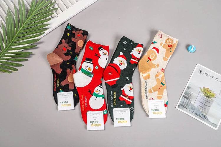Women's Christmas Socks Cute Interesting High Quality Cartoon Santa Claus Autumn - HORA GIFT