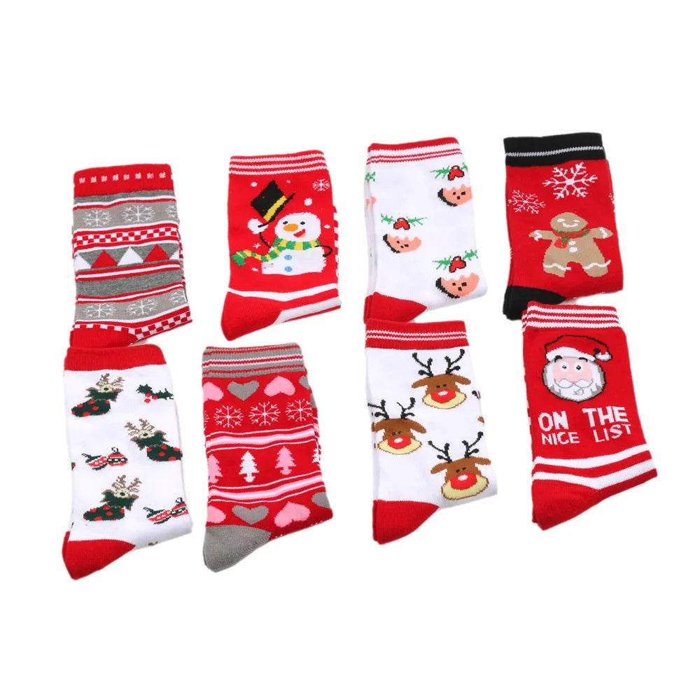 Christmas Mid-Calf Socks for Men Women Santa Claus Autumn Winter Gingerbread Man Cotton Elastic Gift Party Calf-Length Socks - HORA GIFT
