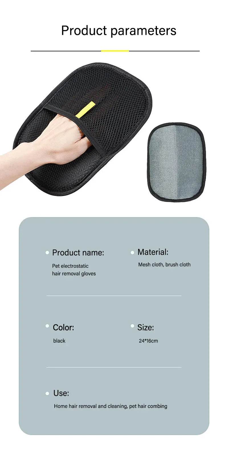 Pet Grooming Gloves Static Dedusting Brush Pet Hair Remover - HORA GIFT