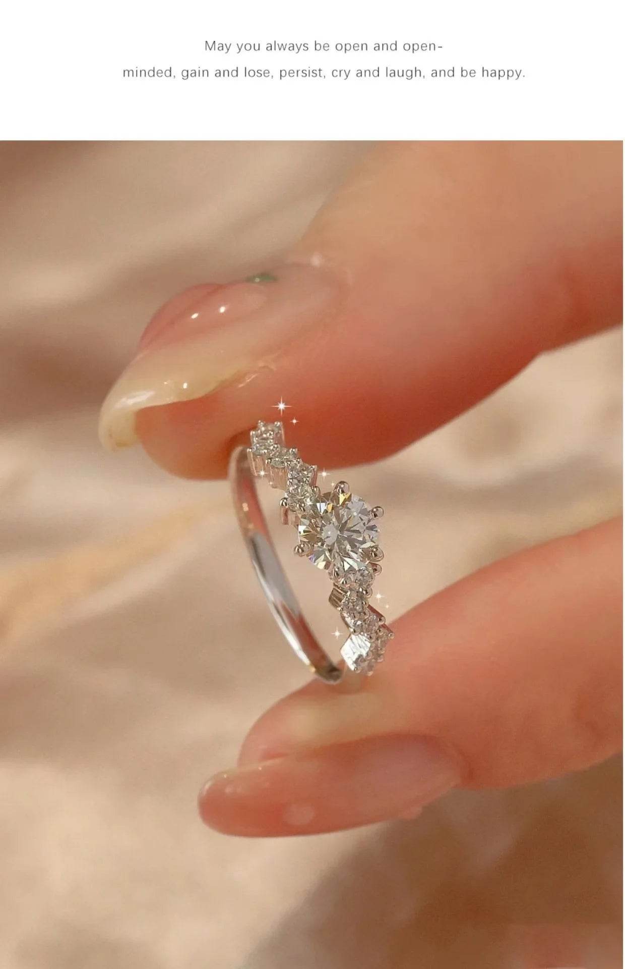 Star Engagement Rings for Women Stainless Steel Ring - HORA GIFT