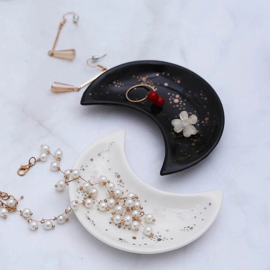 1pc ceramic moon jewelry dish - HORA GIFT