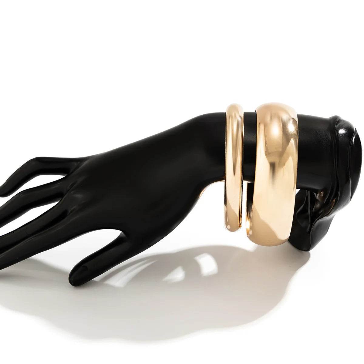 2Pcs/Set Punk Classic Gold Color Wide Bangles - HORA GIFT