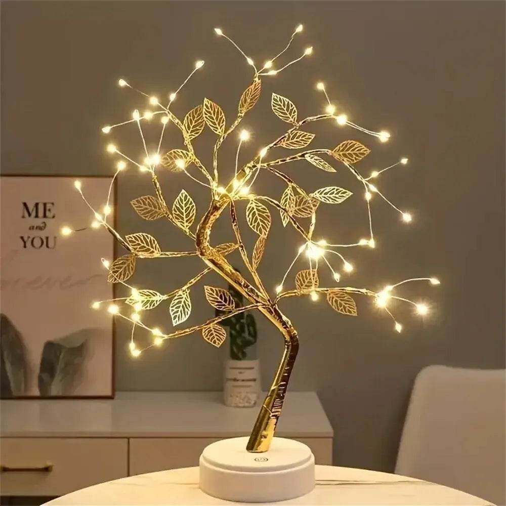 LED Rose Leaf Table Lamp USB Christmas Tree Fairy Light Night Lights Home DIY Party Wedding Bedroom Decoration Mother's Day Gift - HORA GIFT