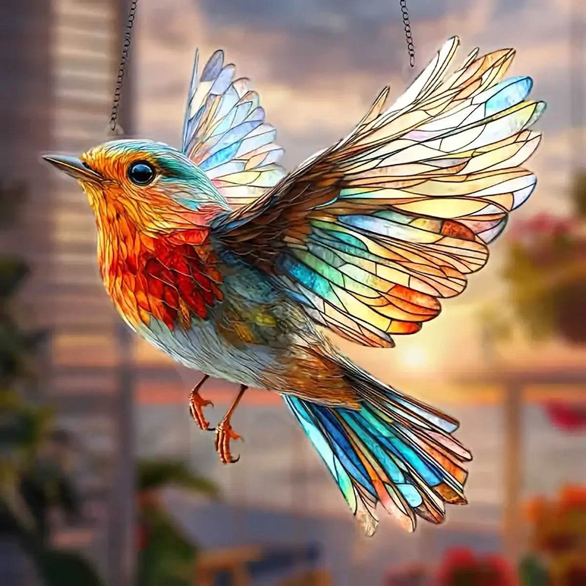 Cute Charming Cardinals Suncatcher Stained Glass Effect - HORA GIFT