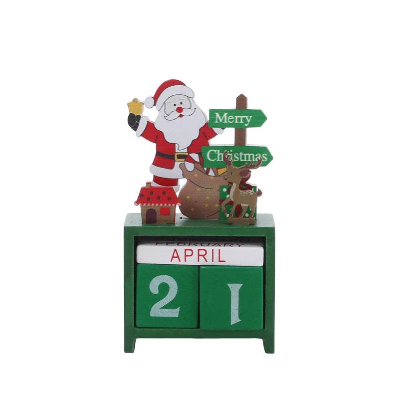 Christmas Count Down Calendar Santa Claus Elk Snowman Wooden Calendar - HORA GIFT