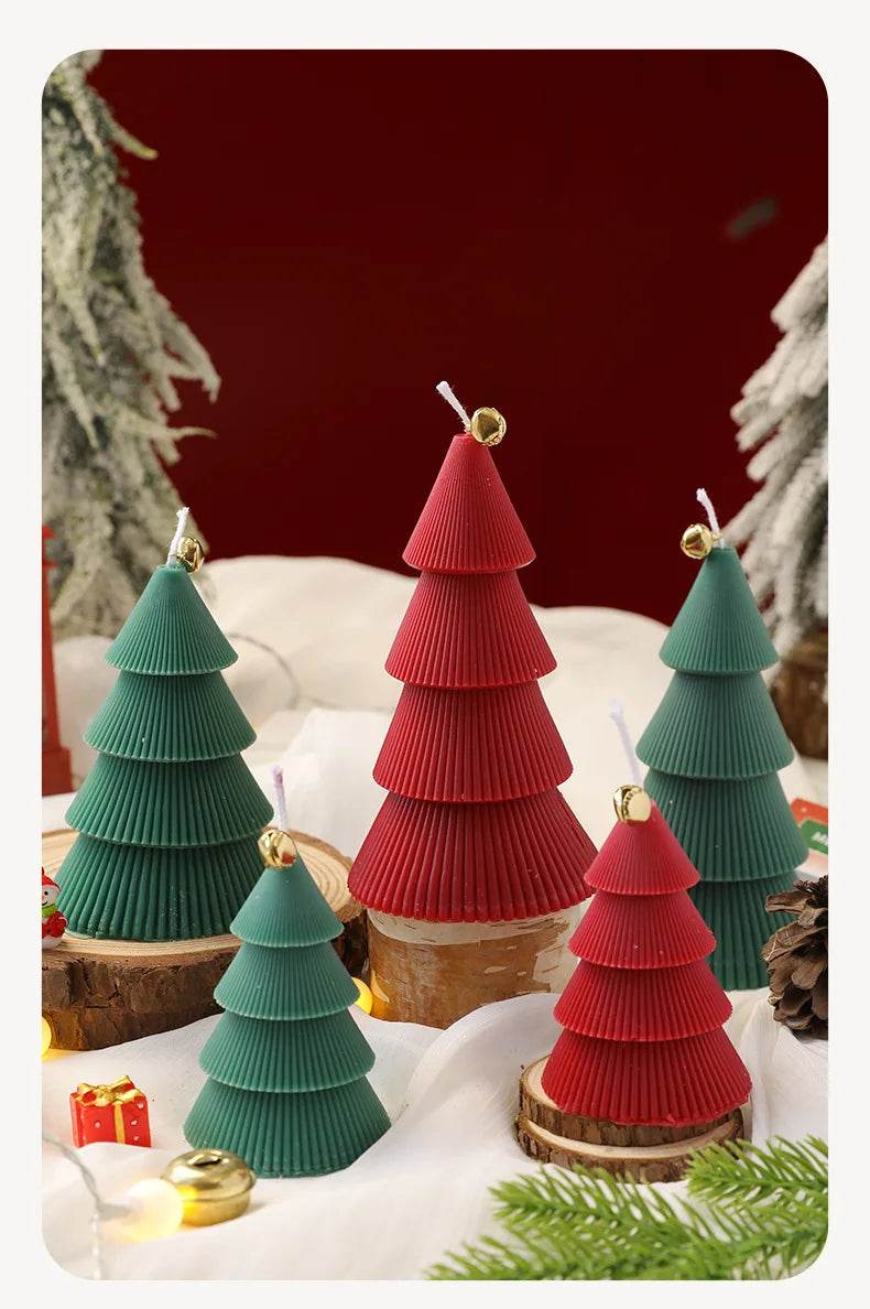 Christmas Tree Candle for Festive Decor Red Green Home Decorative Candle - HORA GIFT