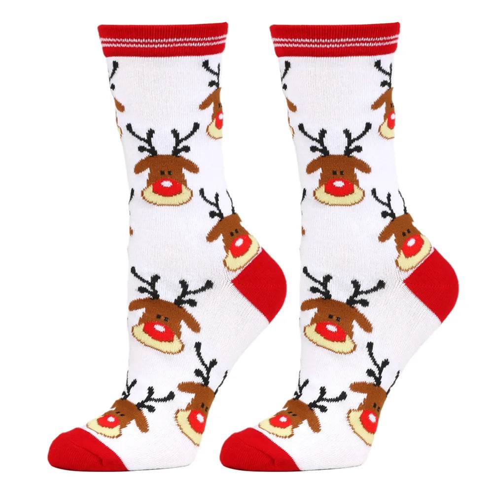Christmas Mid-Calf Socks for Men Women Santa Claus Autumn Winter Gingerbread Man Cotton Elastic Gift Party Calf-Length Socks - HORA GIFT