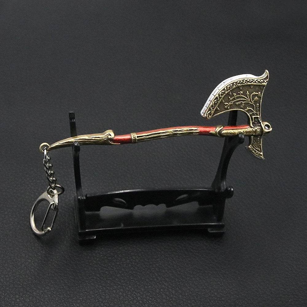 New God of War Ragnarok Keychain Kratos Ares Thor's Hammer Mjolnir Blades of Exile Leviathan Axe Weapon Penant Key Chain Jewelry - HORA GIFT