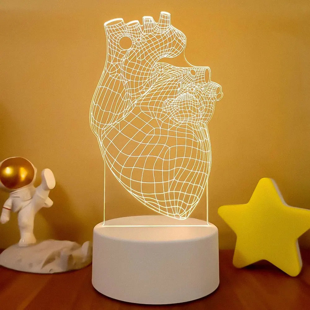 Romantic Love 3D Acrylic Led Lamp for Home Children's Night Light Table Lamp Birthday Party Decor Valentine's Day Bedside Lamp
