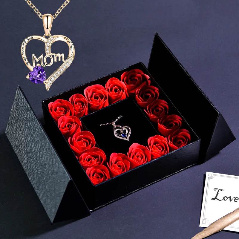Gifts for Women Jewelry Pendant Necklace /w Soap Eternal Rose Gift Box Mother's Day - HORA GIFT