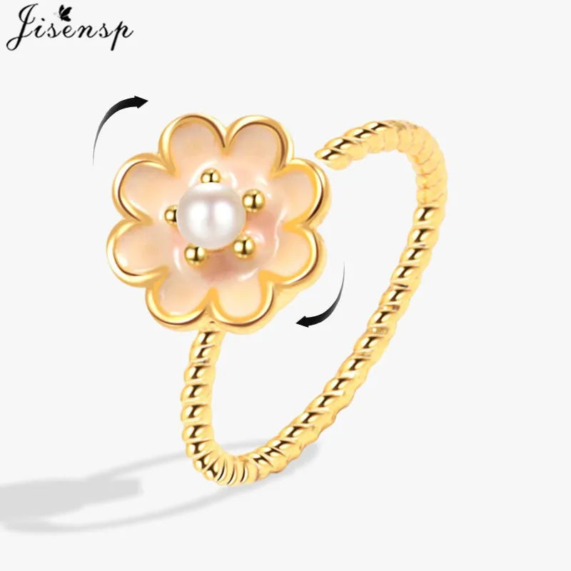 Korean Woman Anxiety Relaxing Ring Multiple Crystal Sunflower Snowflake Knuckle Rings Anti Stress Jewelry Girls Rotating Gift