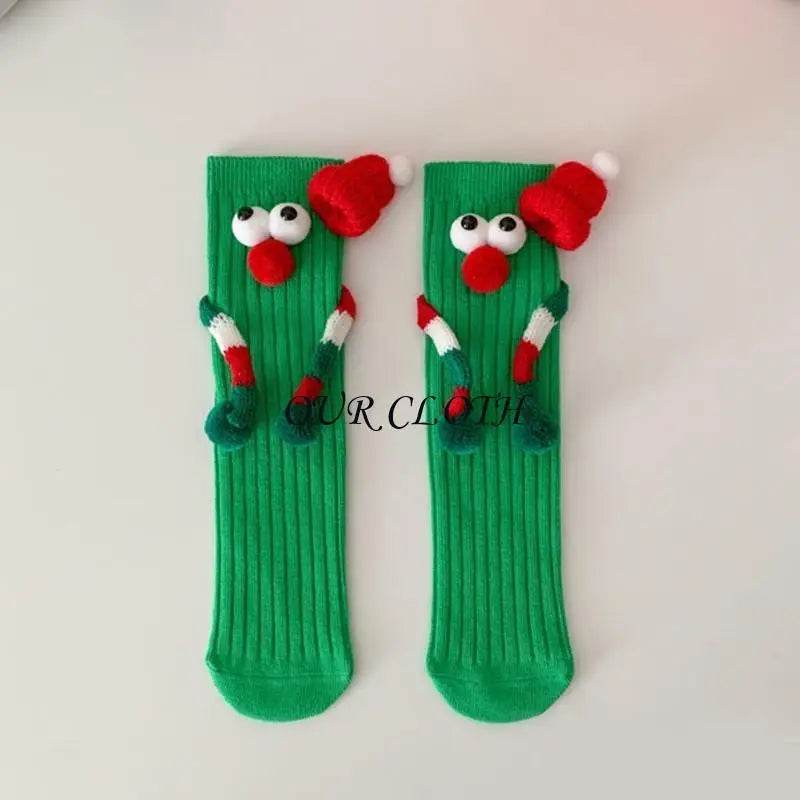 Funny Christmas Hand Socks for Kids Cartoon Big Eyes Novelty Middle Tube Socks Hosiery Holiday Party Gift Y1AC - HORA GIFT