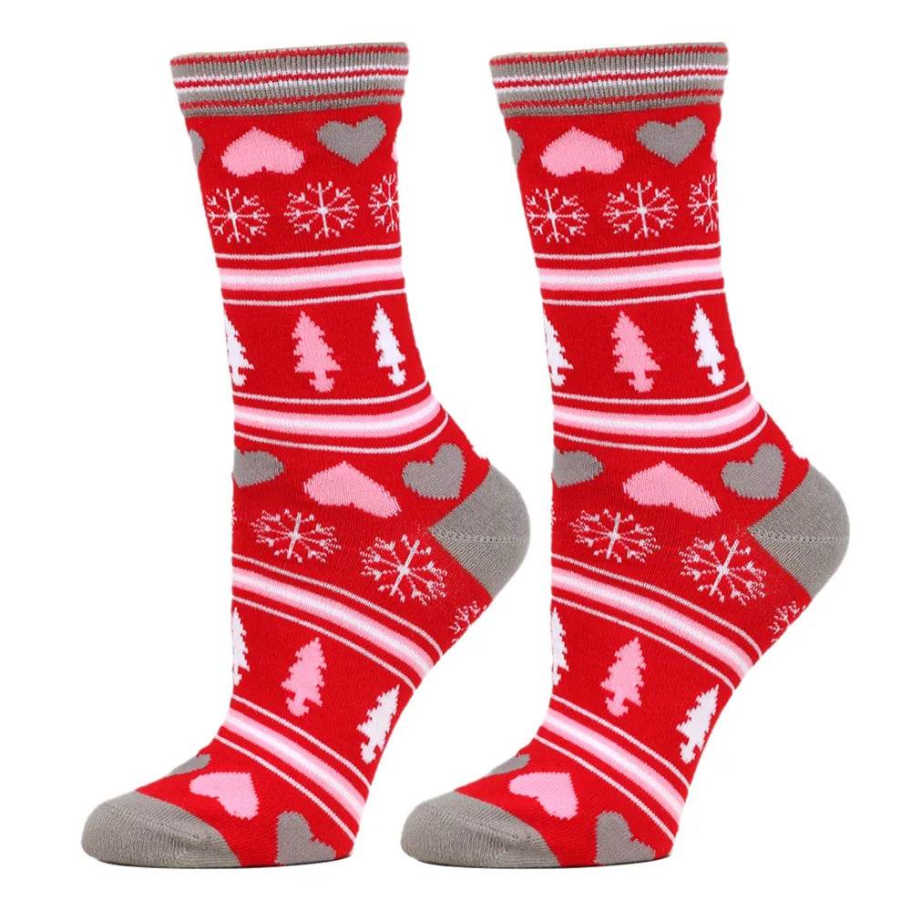 Christmas Mid-Calf Socks for Men Women Santa Claus Autumn Winter Gingerbread Man Cotton Elastic Gift Party Calf-Length Socks - HORA GIFT