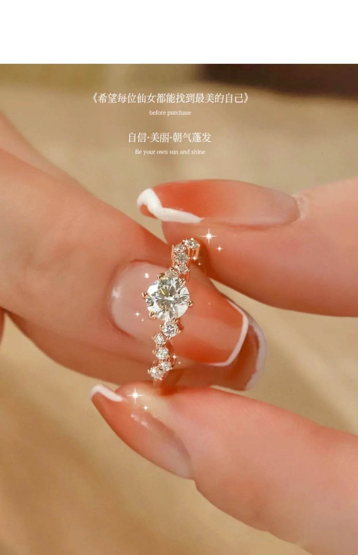 Star Engagement Rings for Women Stainless Steel Ring - HORA GIFT