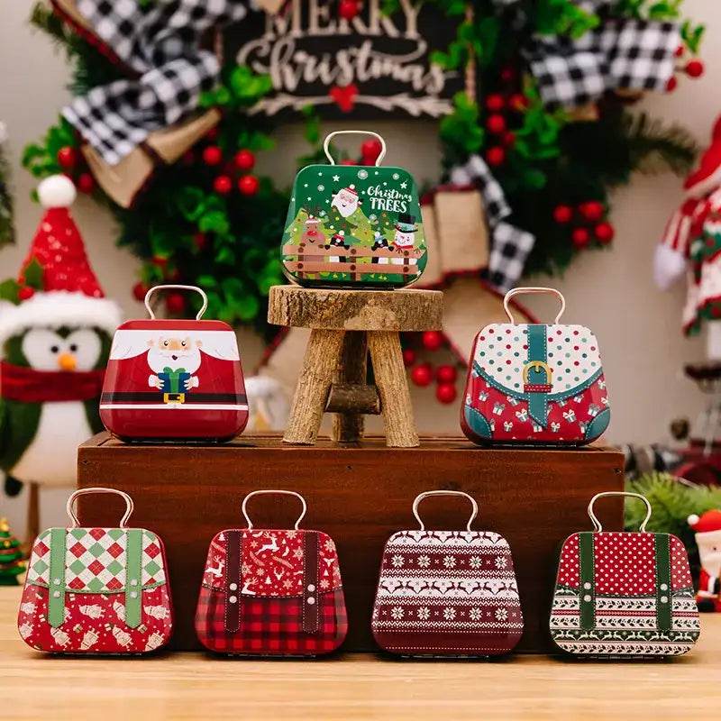Christmas Decoration Metal Box Handbag Shape Tin Jar Jewelry Storage Cas - HORA GIFT