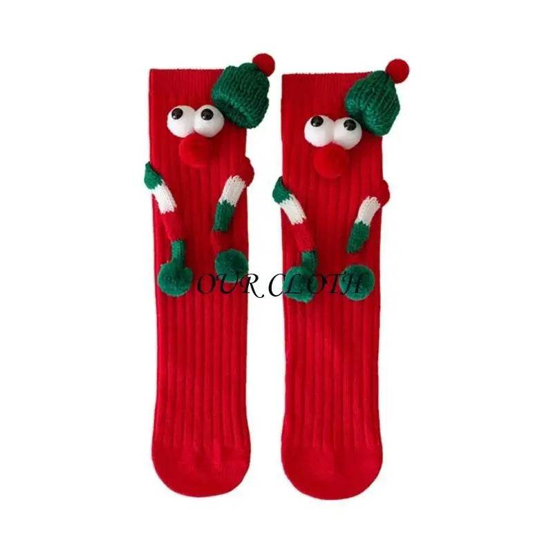 Funny Christmas Hand Socks for Kids Cartoon Big Eyes Novelty Middle Tube Socks Hosiery Holiday Party Gift Y1AC - HORA GIFT
