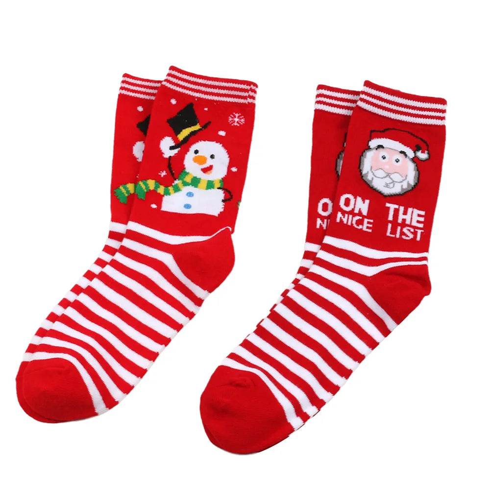 Christmas Mid-Calf Socks for Men Women Santa Claus Autumn Winter Gingerbread Man Cotton Elastic Gift Party Calf-Length Socks - HORA GIFT