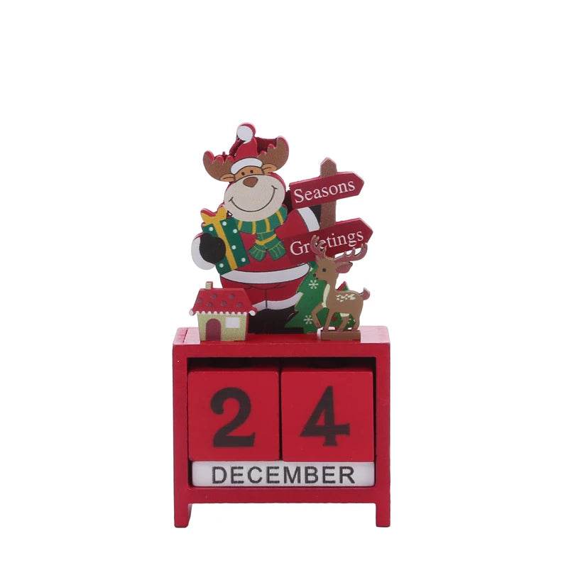 Christmas Count Down Calendar Santa Claus Elk Snowman Wooden Calendar - HORA GIFT