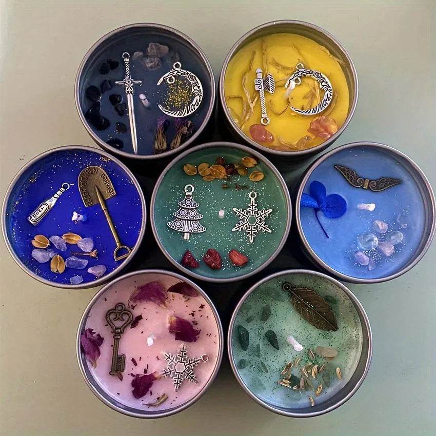 Crystal Dried Flower Scented Candles Atique Copper Accessories Aromatherapy Silver Tin Can Candles Handmade Candles - HORA GIFT