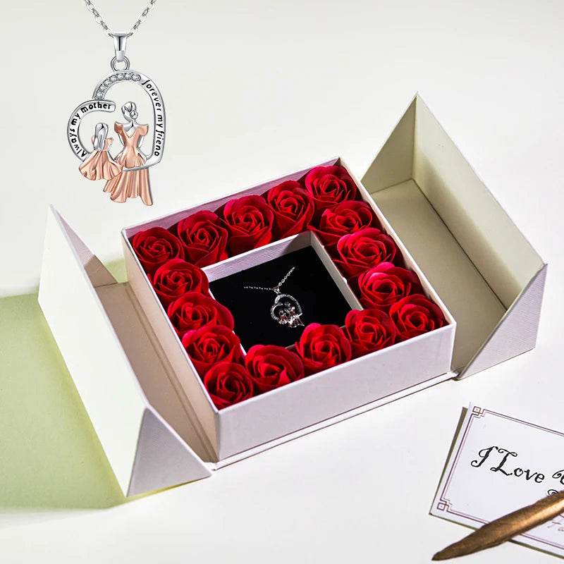 Gifts for Women Jewelry Pendant Necklace /w Soap Eternal Rose Gift Box Mother's Day - HORA GIFT