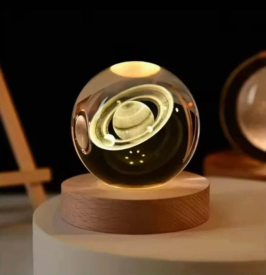 LED Night Light Galaxy Crystal Ball Table Lamp 3D Planet Moon Glowing Planetary - HORA GIFT