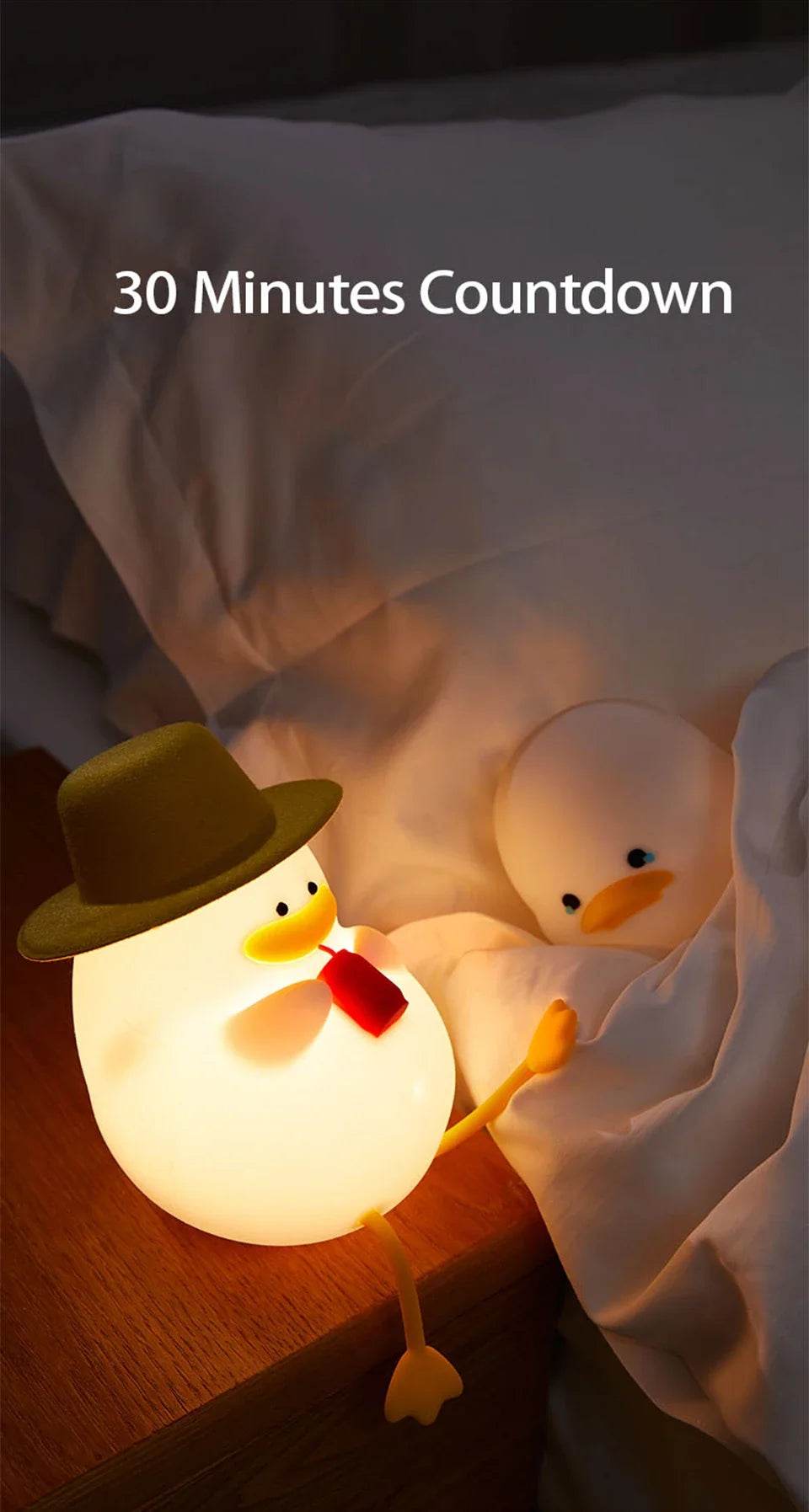 Rechargeable LED Night Light Cute Duck Silicone Patting Lamp Nursery Children Nightlights Home Bedside Room Decor Birthday Gift - HORA GIFT