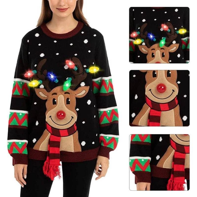 Women LED Light Up Holiday Sweater Christmas - HORA GIFT