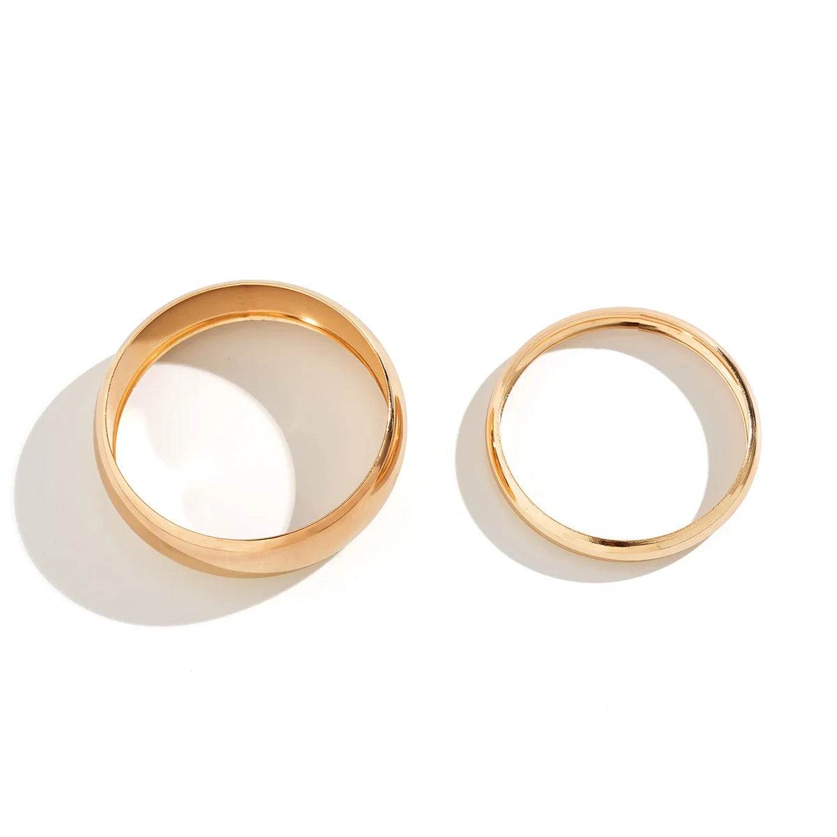 2Pcs/Set Punk Classic Gold Color Wide Bangles - HORA GIFT