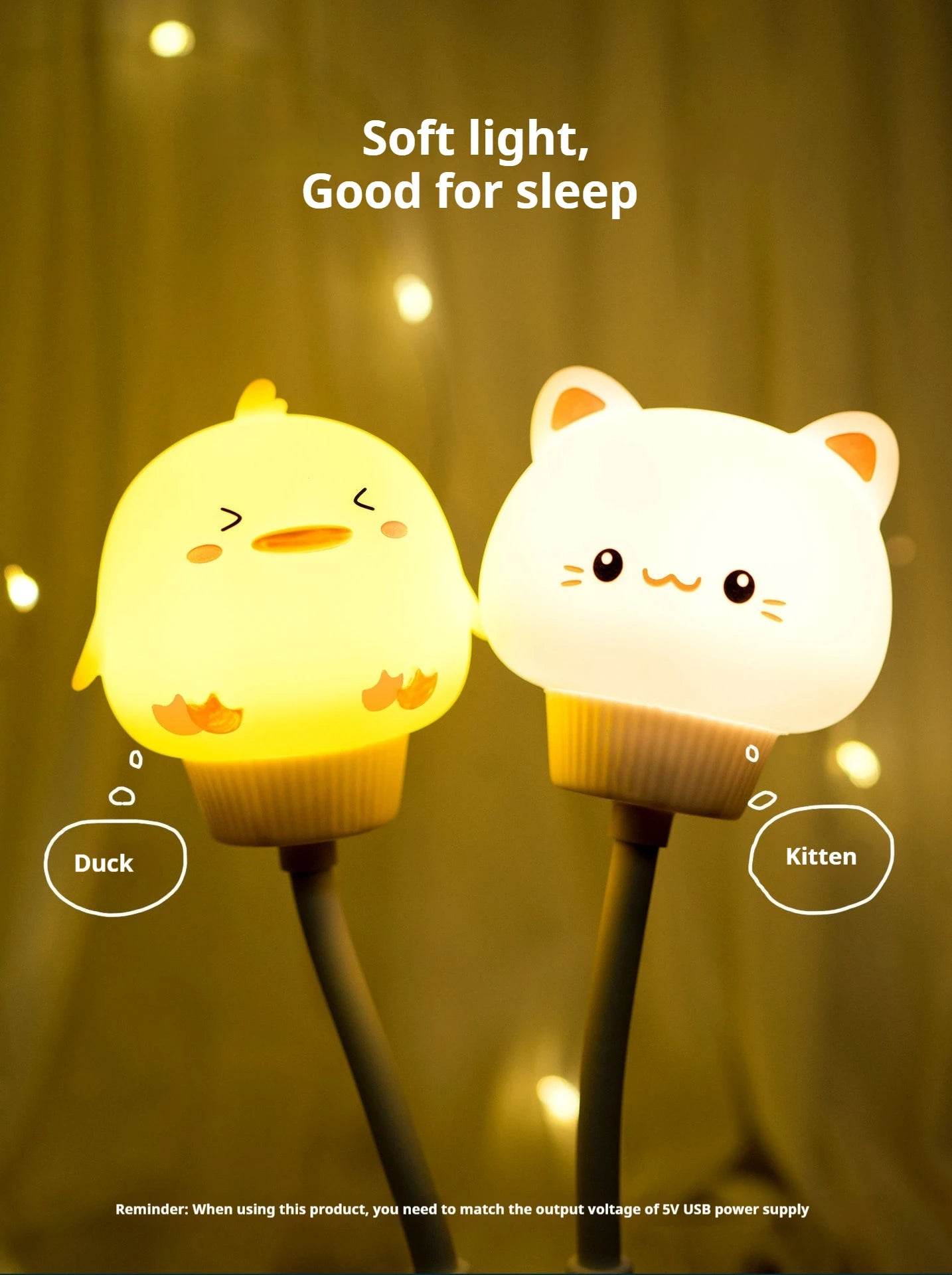 USB Night Light LED Cute Cartoon Night Lamp Bear Chick Kitten for Baby Kid Bedroom Decoration Bedside Lamp - HORA GIFT