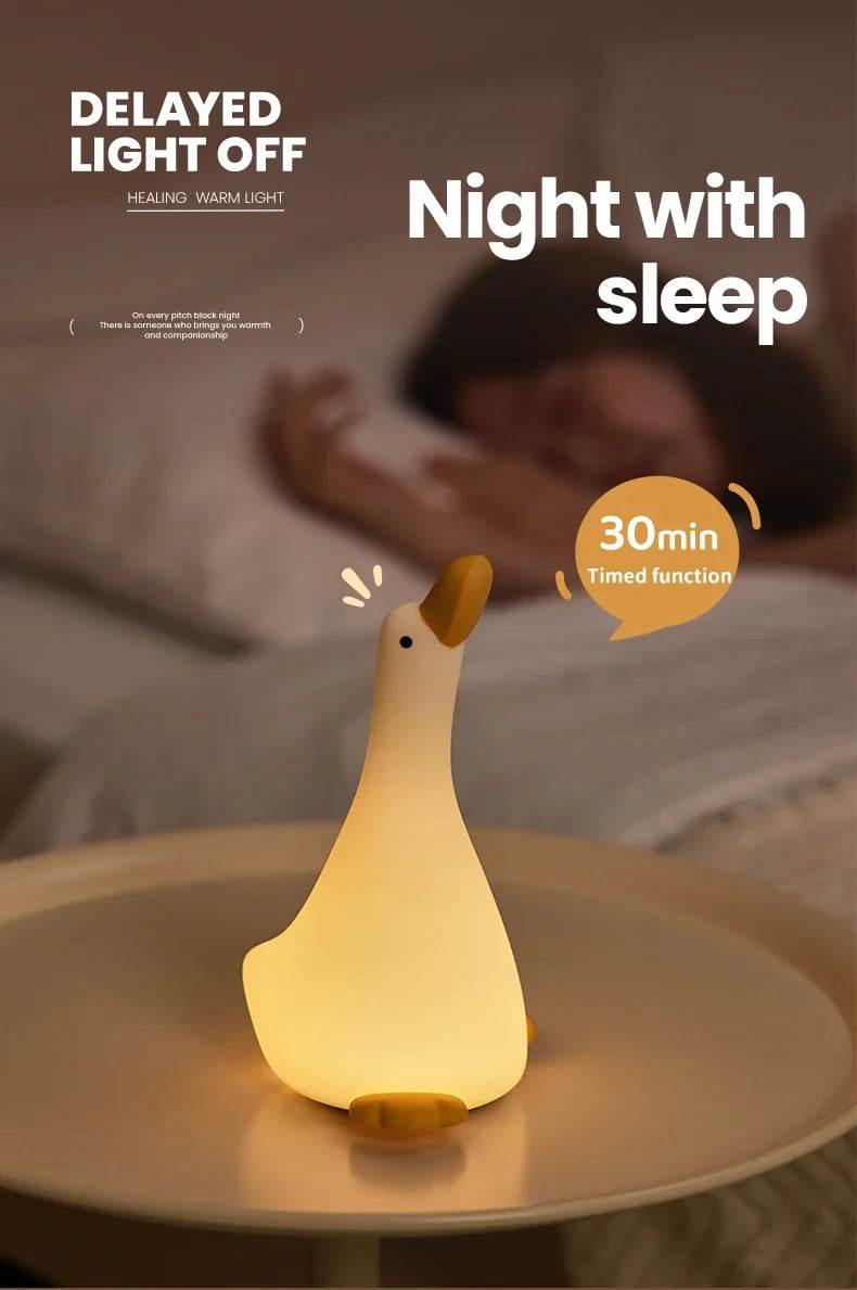 Rechargeable LED Night Light Cute Duck Silicone Patting Lamp Nursery Children Nightlights Home Bedside Room Decor Birthday Gift - HORA GIFT