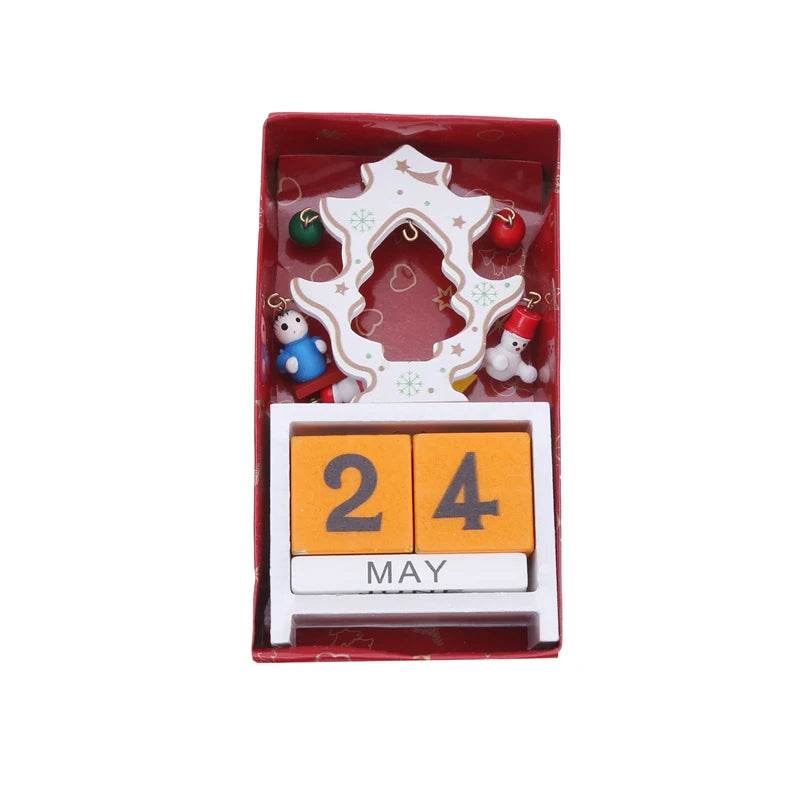 Christmas Count Down Calendar Santa Claus Elk Snowman Wooden Calendar - HORA GIFT