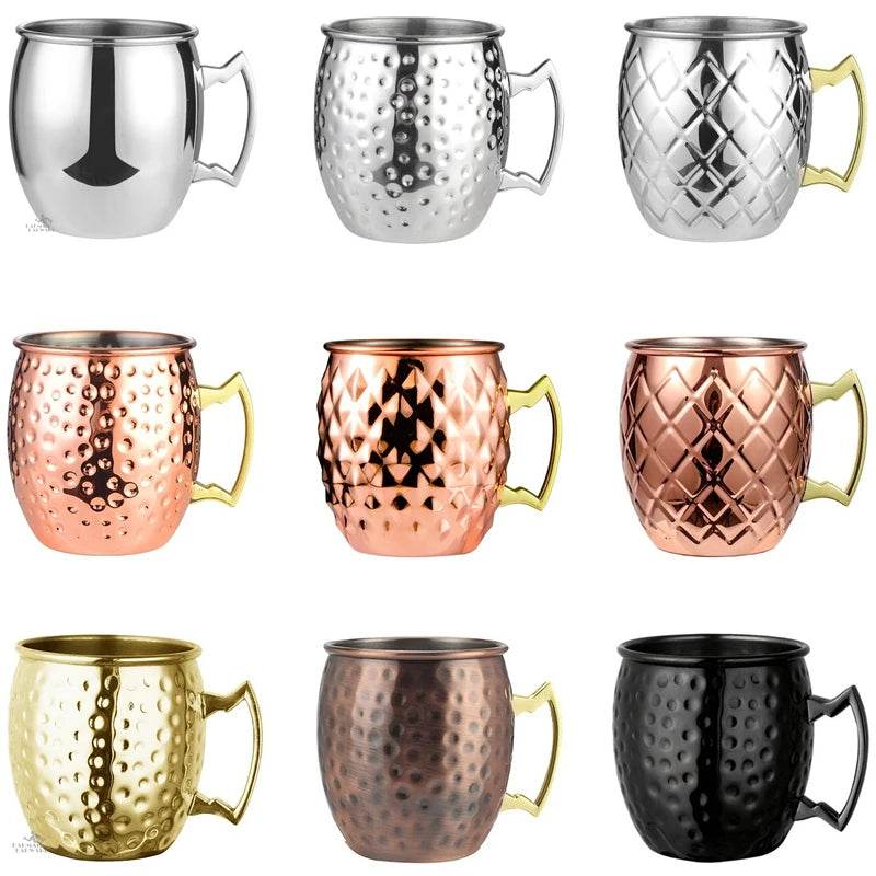 1pcs 550ml 18 Ounces Moscow Mule Mug Stainless Steel Hammered Copper - HORA GIFT