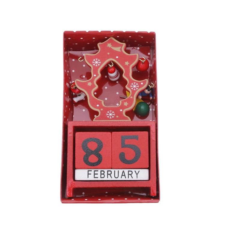 Christmas Count Down Calendar Santa Claus Elk Snowman Wooden Calendar - HORA GIFT