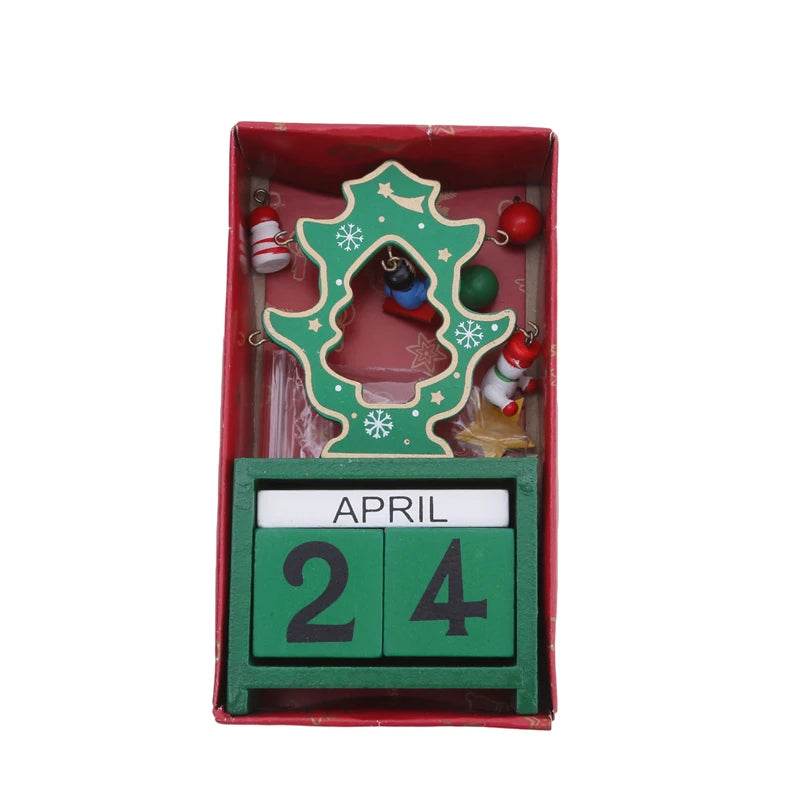 Christmas Count Down Calendar Santa Claus Elk Snowman Wooden Calendar - HORA GIFT