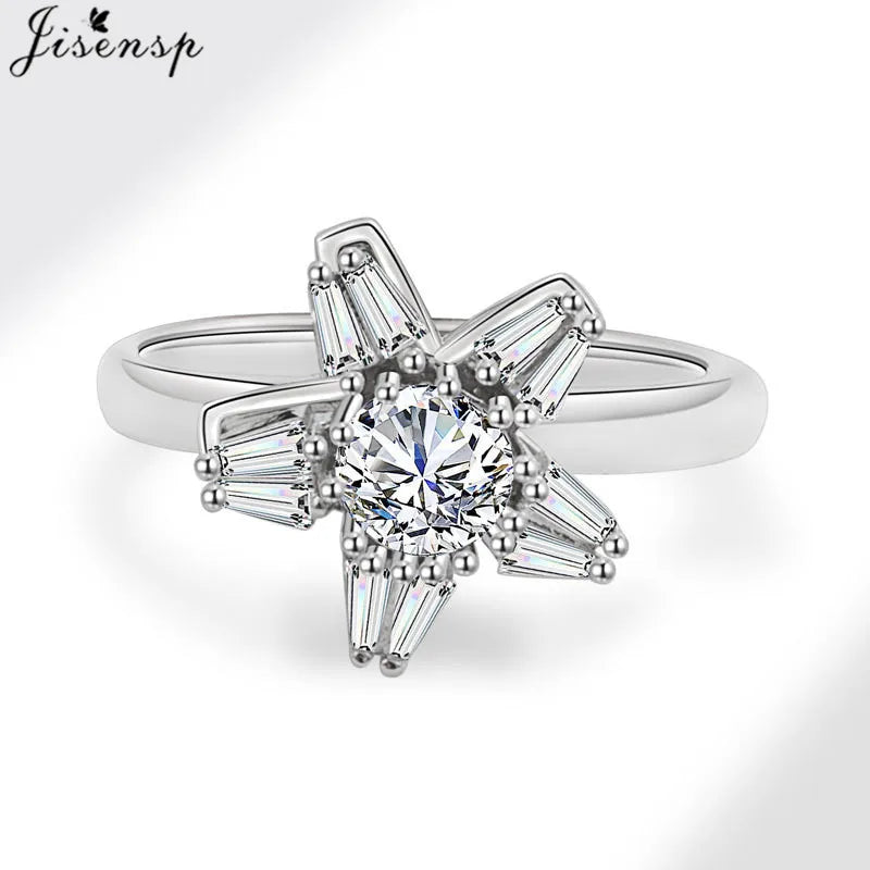 Korean Woman Anxiety Relaxing Ring Multiple Crystal Sunflower Snowflake Knuckle Rings Anti Stress Jewelry Girls Rotating Gift