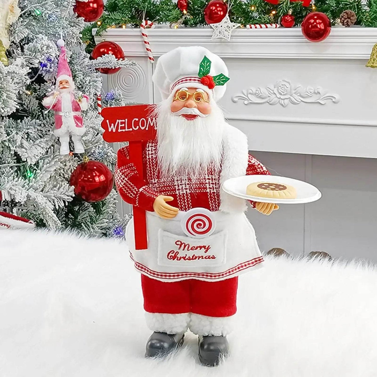 Christmas Sitting Standing Santa Claus Figurines Doll Cute 12inch - HORA GIFT