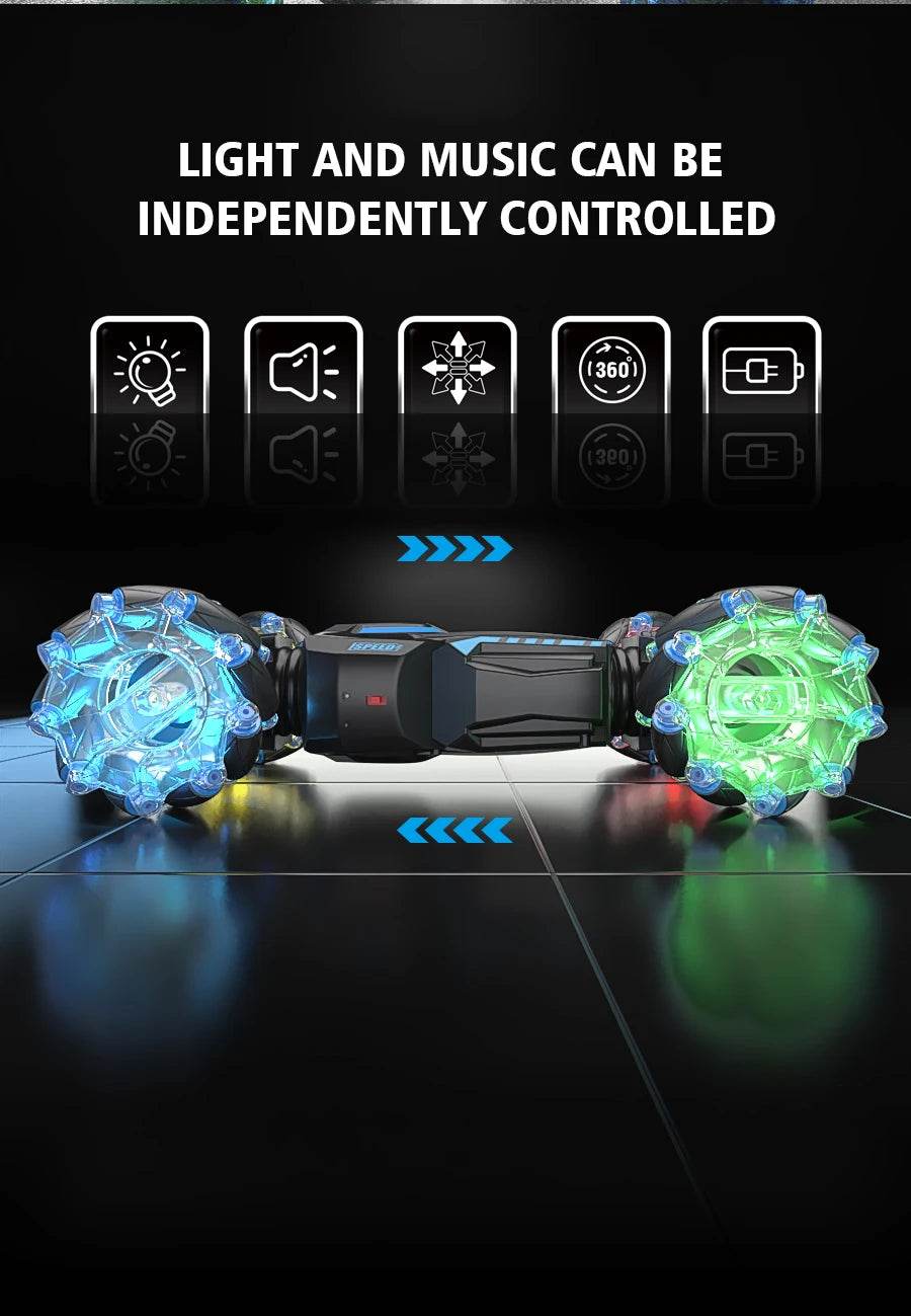 4WD RC stunt car rotation drift 2.4G wireless remote control car children's and boys sound and light toy car - HORA GIFT