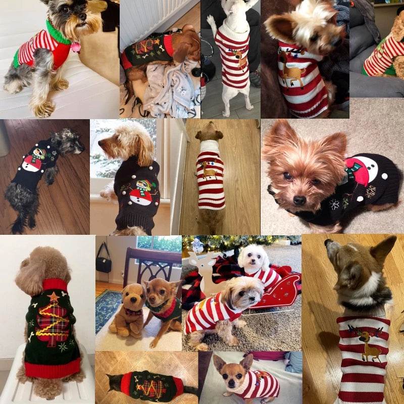 Dog Sweater Christmas Winter Warm Dog Clothes Xmas Outfit for Dogs Puppy Coat Dog - HORA GIFT