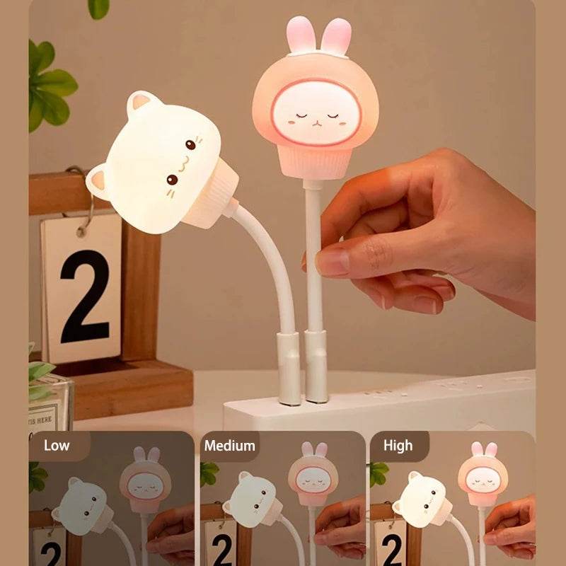 USB Night Light LED Cute Cartoon Night Lamp Bear Chick Kitten for Baby Kid Bedroom Decoration Bedside Lamp - HORA GIFT