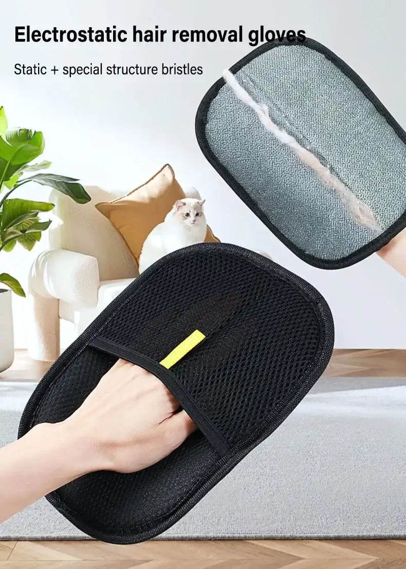 Pet Grooming Gloves Static Dedusting Brush Pet Hair Remover - HORA GIFT